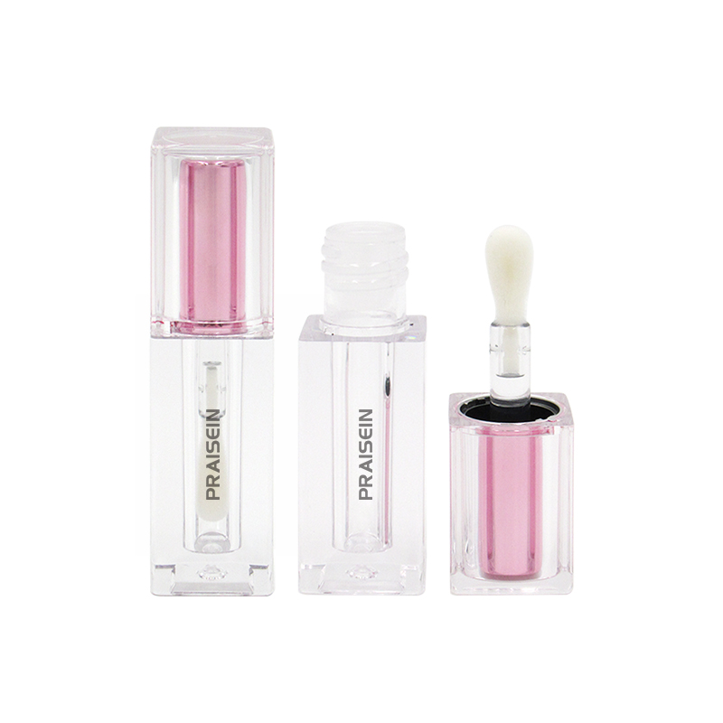 Cosmetic plastic container lip gloss tube with big wands 4ml 4.5ml square water ripple empty lip gloss tube customized