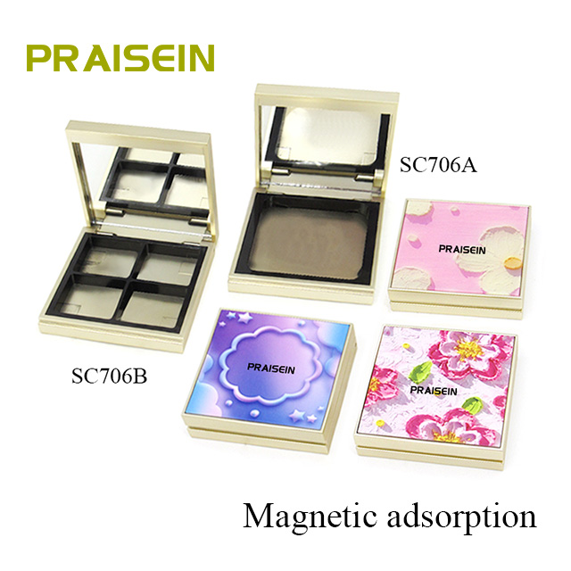 Luxury square cosmetic eyeshadow palette own brand magnetism plastic blush powder compact box with 3D printing