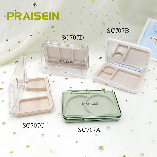 3-color empty eyeshadow palette container packaging empty plastic blush highlight case customization