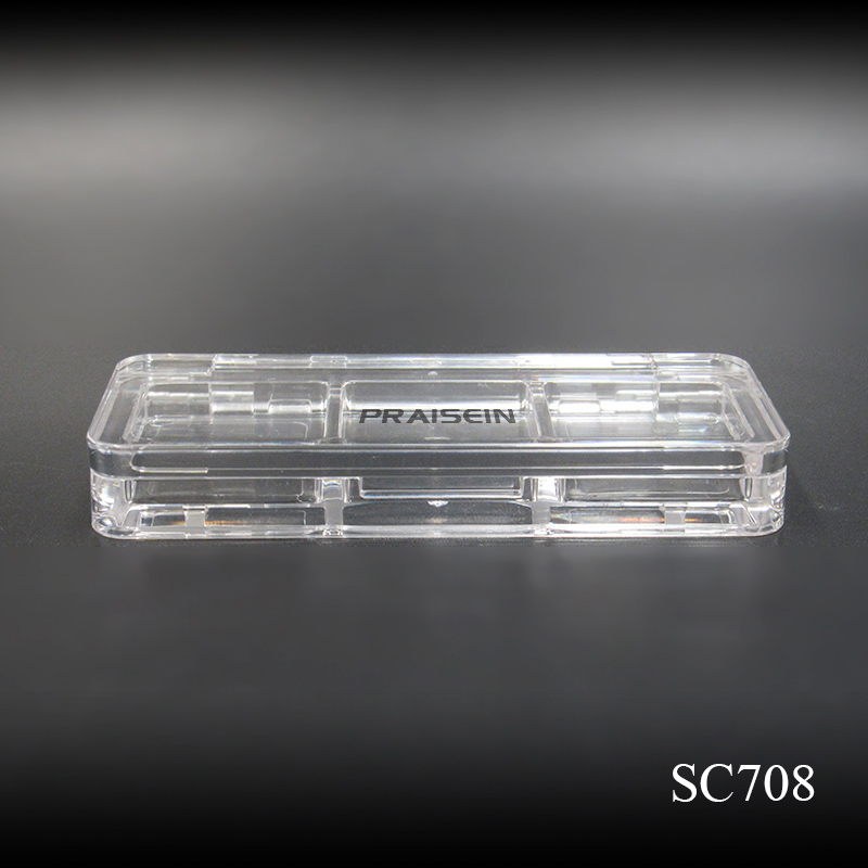 Free sample full transparent eyeshadow palette container plastic packaging own brand empty 3 color eyeshadow case