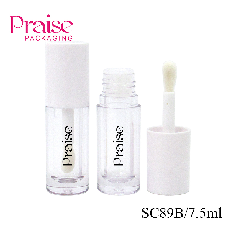 Production and sale cosmetics packaging round empty lip gloss tube 7.5ml clear plastic thick-walled container