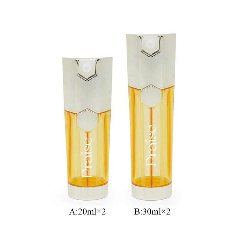 Newly designed luxury double tube Lotion container 40ml/60ml/100ml empty plastic pump bottle skin care packaging