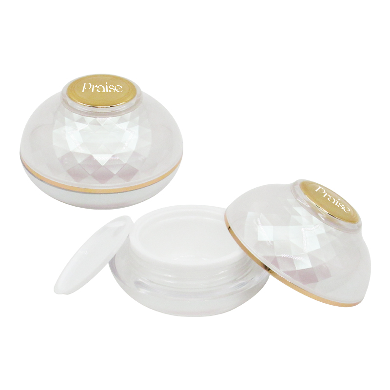 New product round acrylic facial care container packaging, 40g/50ml high-grade plastic cover face cream jar with magnetic spoon