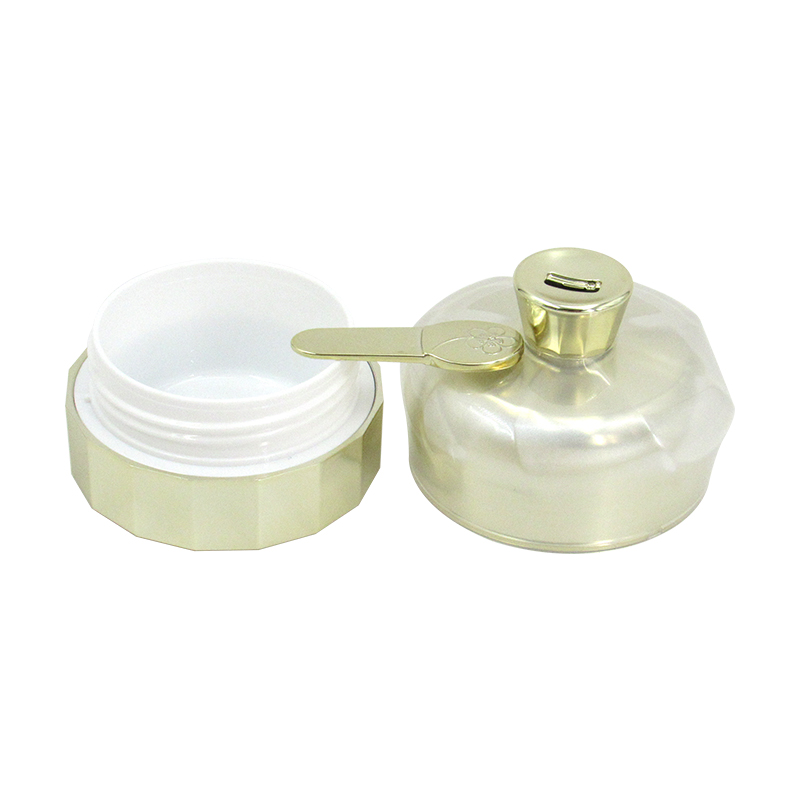 Fashion cosmetic face cream jar packaging, 50g filled beauty product plastic container with screw cap and spoon