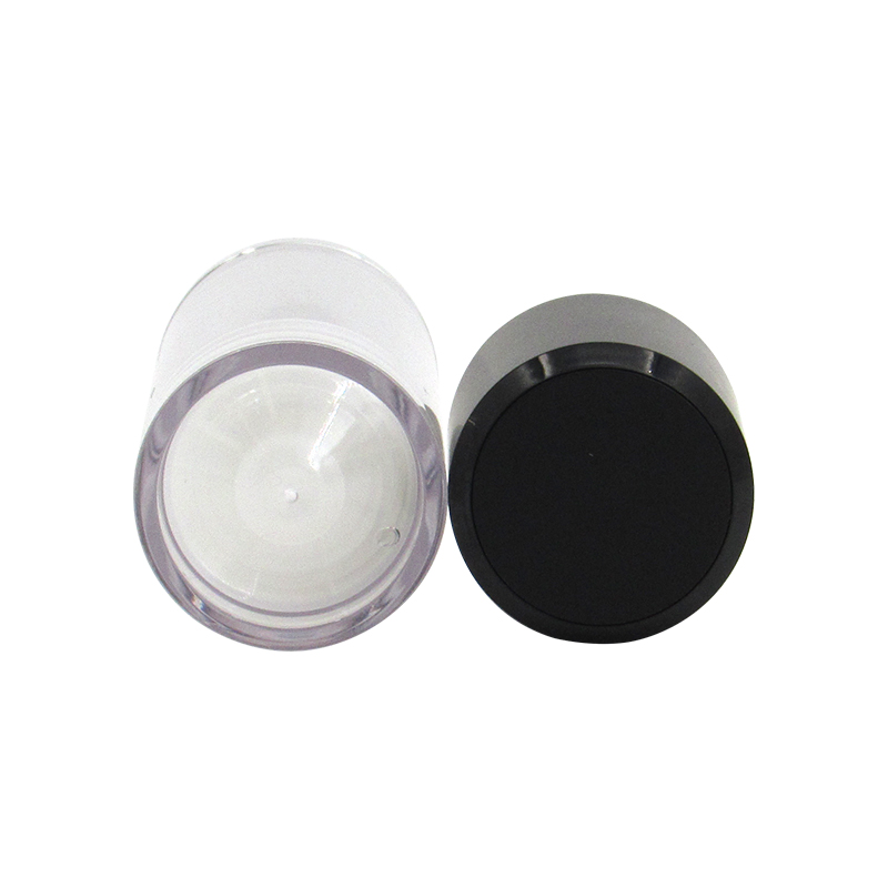 Own brand 30ml round empty cosmetic lotion container packaging, AS plastic press type vacuum bottle customized production