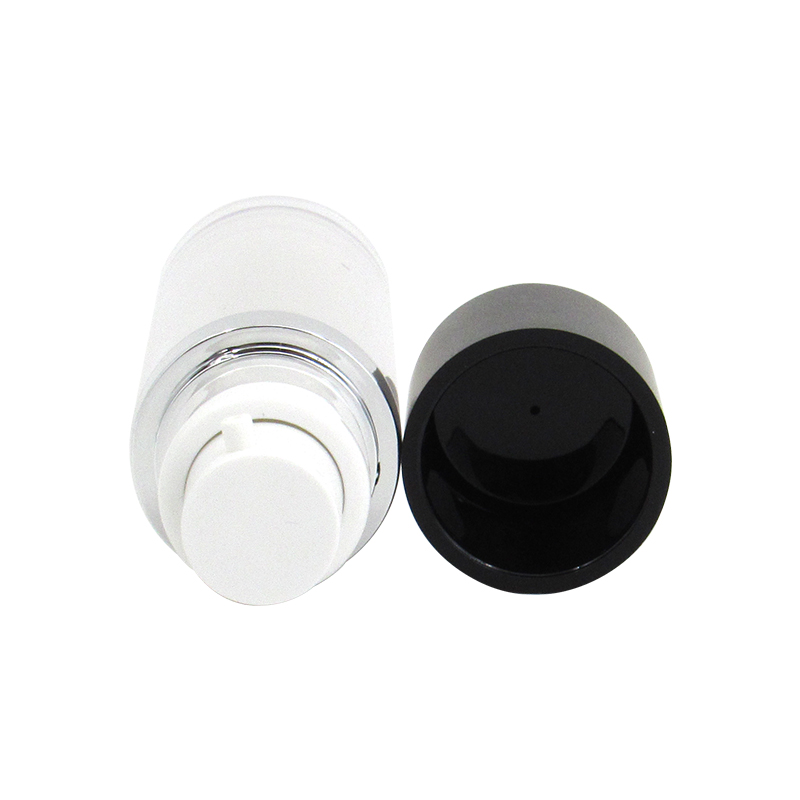 Own brand 30ml round empty cosmetic lotion container packaging, AS plastic press type vacuum bottle customized production