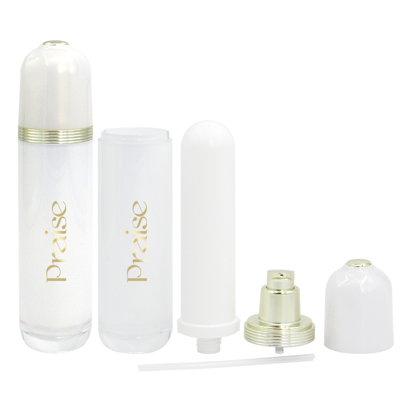 High quality luxury skin care set bottle custom empty acrylic lotion bottle with pump, round plastic essence container