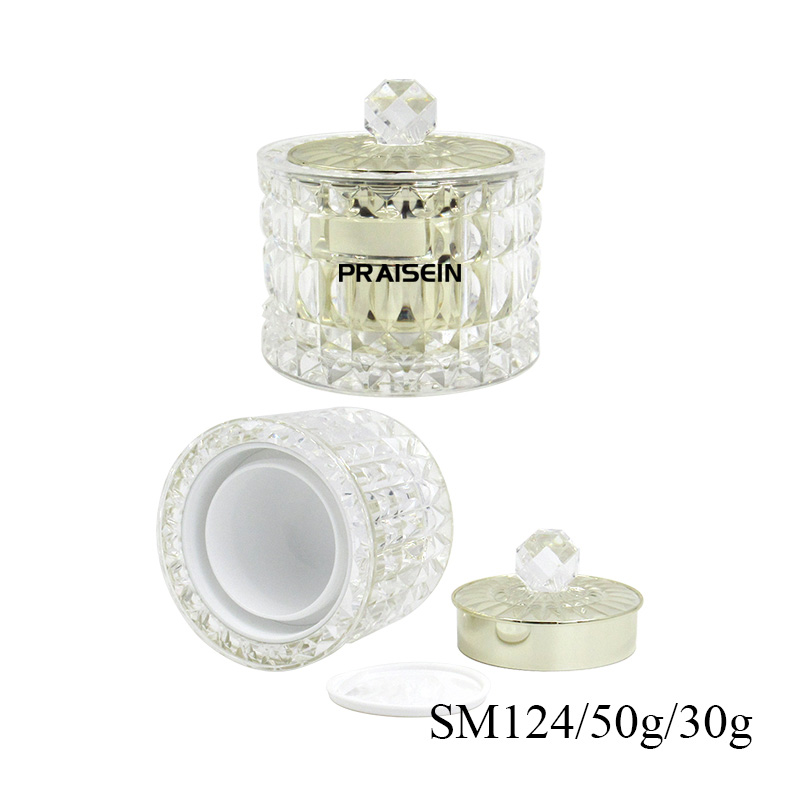 Elegant plastic cosmetic container packaging 50g/30ml/50ml/100ml round double-wall lotion bottle with pump, acrylic cream jar