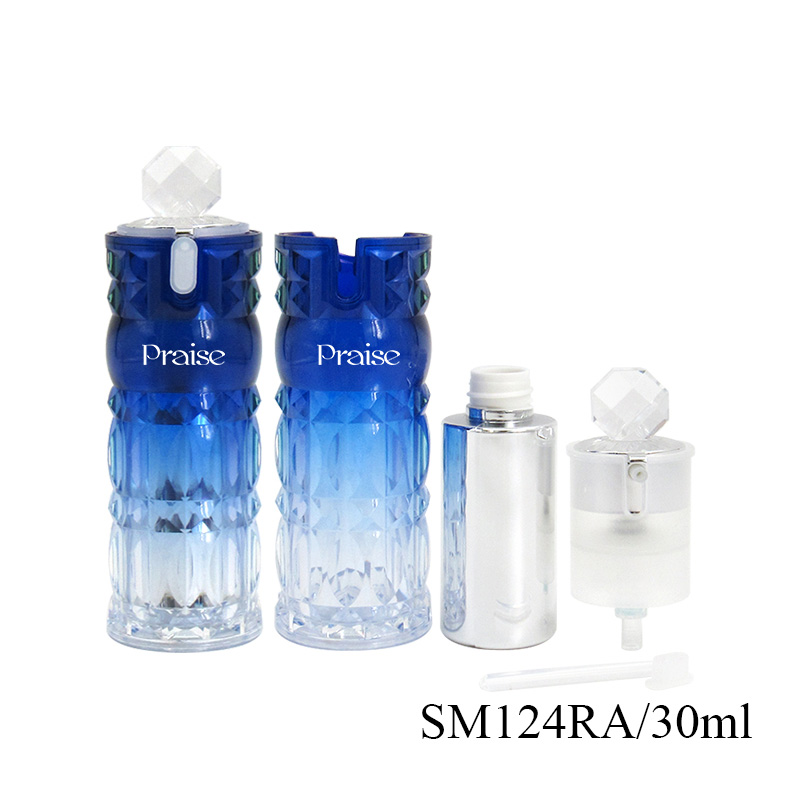 Elegant plastic cosmetic container packaging 50g/30ml/50ml/100ml round double-wall lotion bottle with pump, acrylic cream jar