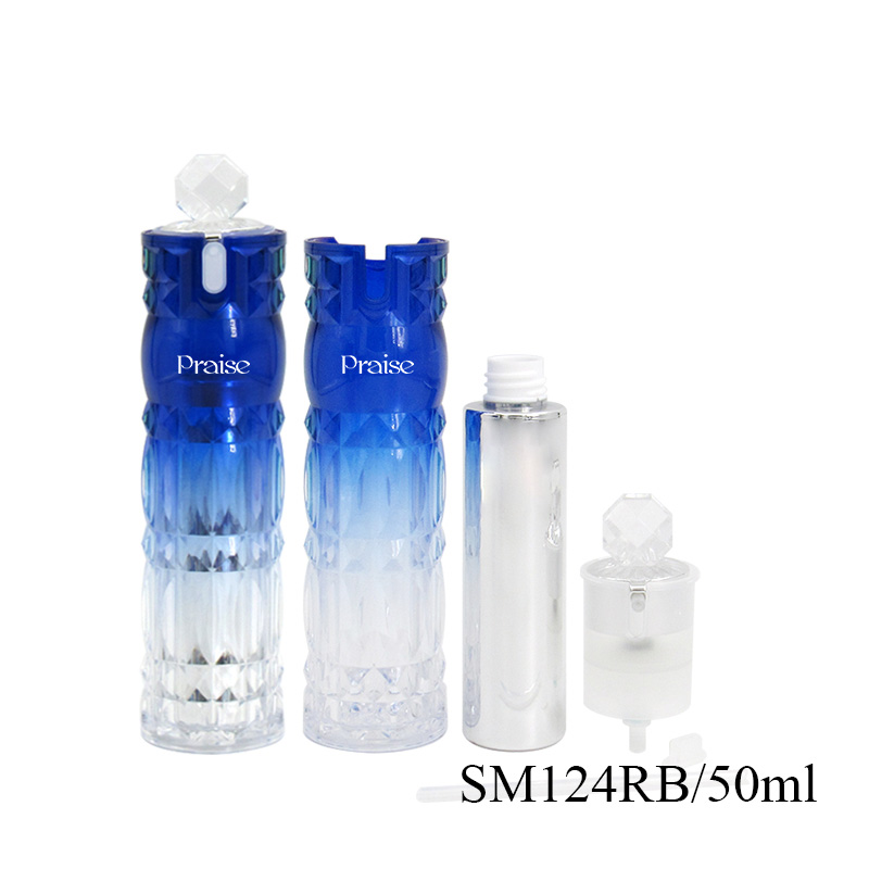 Elegant plastic cosmetic container packaging 50g/30ml/50ml/100ml round double-wall lotion bottle with pump, acrylic cream jar