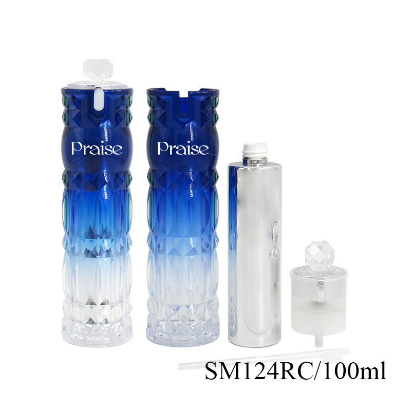 Elegant plastic cosmetic container packaging 50g/30ml/50ml/100ml round double-wall lotion bottle with pump, acrylic cream jar