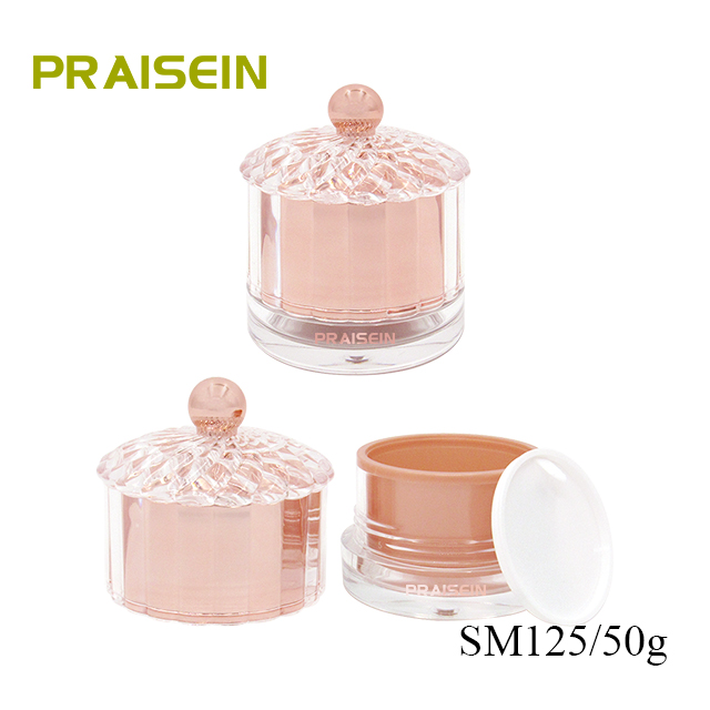 Fashion rose gold double plastic skin cream jar 50g round wide mouth acrylic cream jar container custom colors