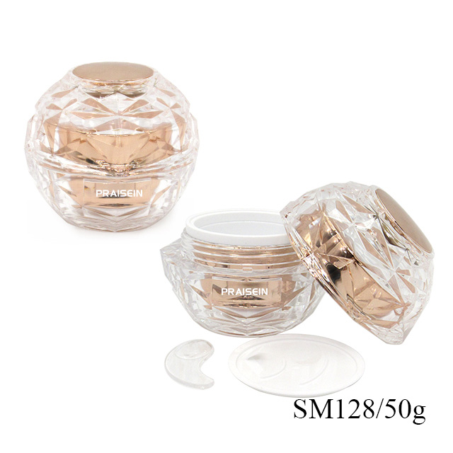 Gold skin care plastic bottles supplier wholesale high quality empty lotion pump bottle, 50g double wall acrylic cream jar