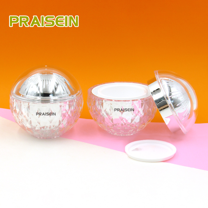 30g 50g empty silver plastic cream jar custom logo printed double skin care bottle face cream jar