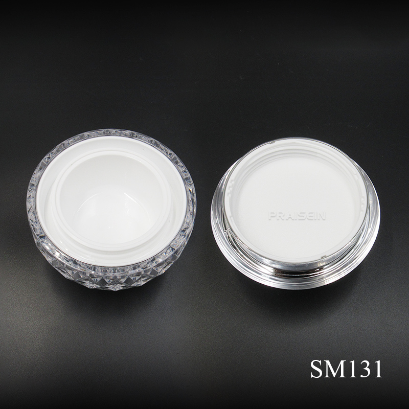 30g 50g empty silver plastic cream jar custom logo printed double skin care bottle face cream jar