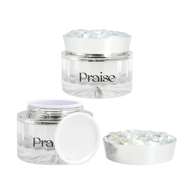 20g/30g/50g high-grade iridescence diamond cream jar, empty round acrylic skin care face cream container plastic packaging