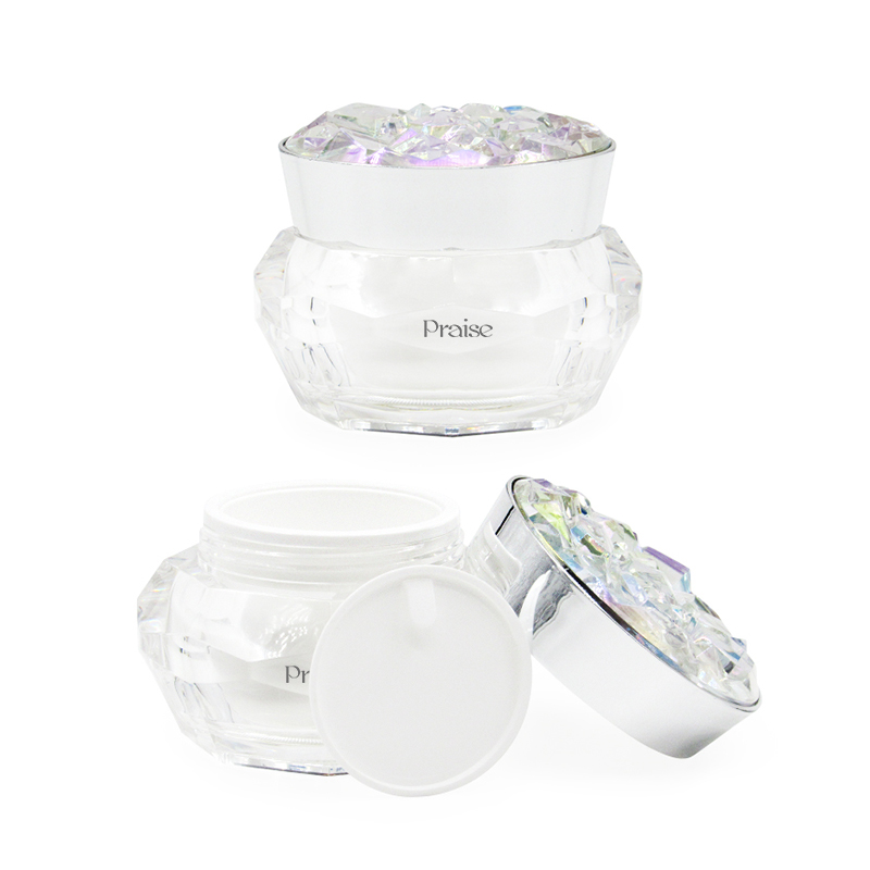 20g/30g/50g high-grade iridescence diamond cream jar, empty round acrylic skin care face cream container plastic packaging