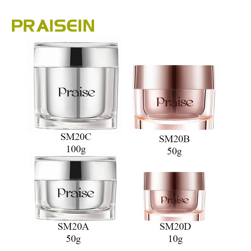 10g/50g/100g cheap price empty acrylic container, round double wall cosmetic cosmetic cream plastic packaging