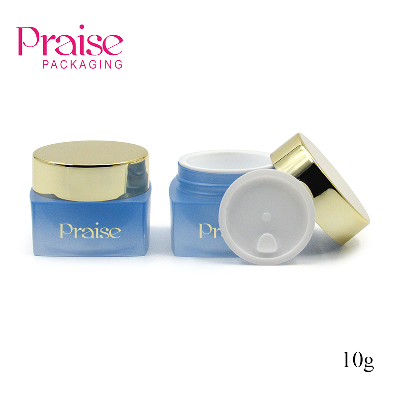 Cosmetic 10g sample cream jar, Skincare mini face & eye cream mask empty jar container,Square bottom round lid plastic packaging