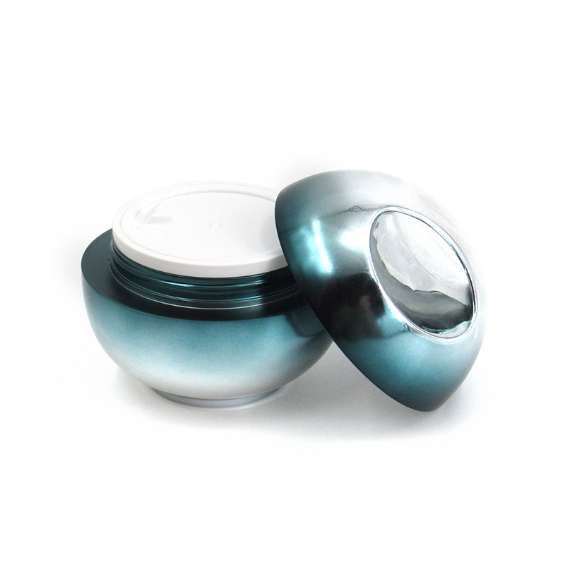 Spherical acrylic cream jar with screw lid, metal-colored cosmetic face cream plastic container, replaceable inner 30ml/50ml