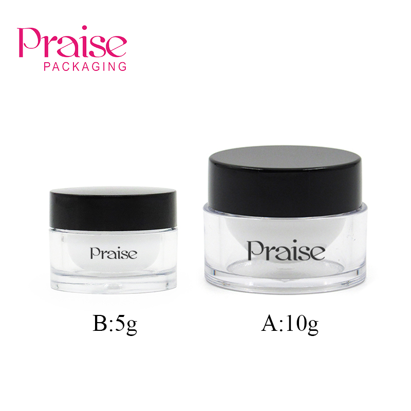 Custom colors and logos cosmetics container packaging 5g/10g portable round empty clear face cream sample plastic jar