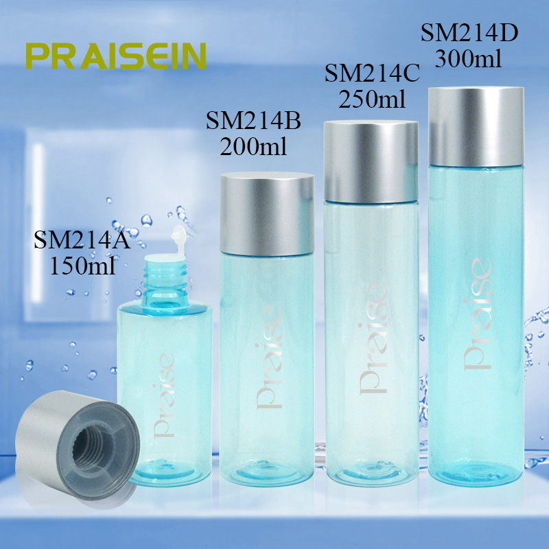 150ml/200ml/250ml/300ml empty skin care toner water bottle wholesale round PET plastic lotion container with leakproof stopper