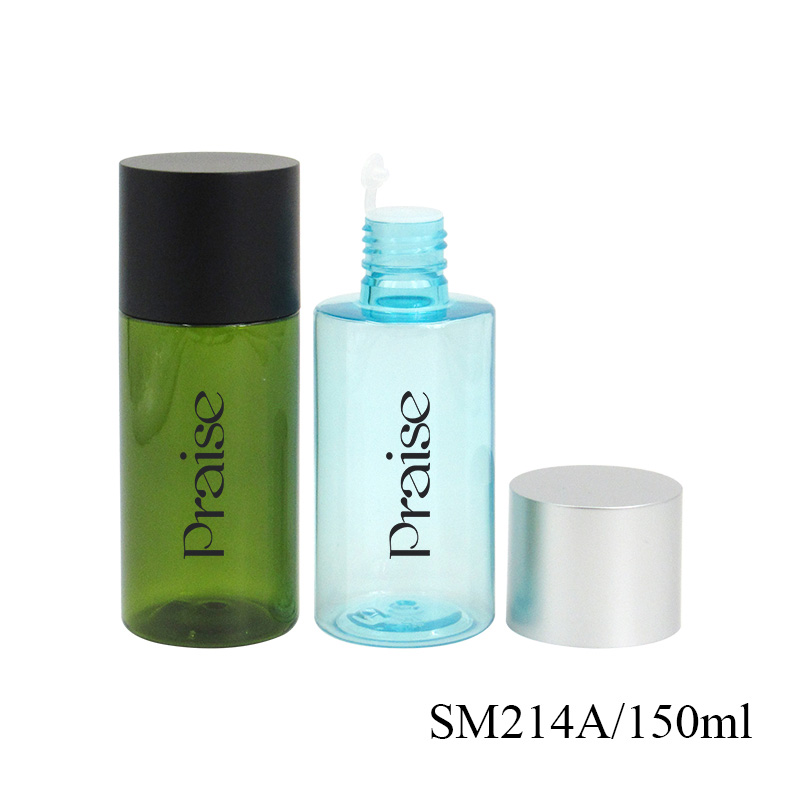 150ml/200ml/250ml/300ml empty skin care toner water bottle wholesale round PET plastic lotion container with leakproof stopper