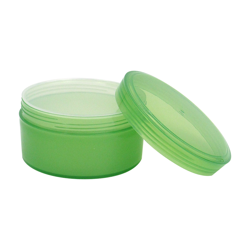 Manufacturer of custom plastic cosmetics packaging round wide-mouth cream jar, 300g empty green aloe vera gel container