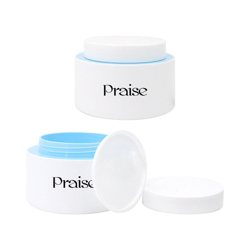 support to take sample smooth white plastic skin care bottle set custom round press type lotion bottle, empty cream jars