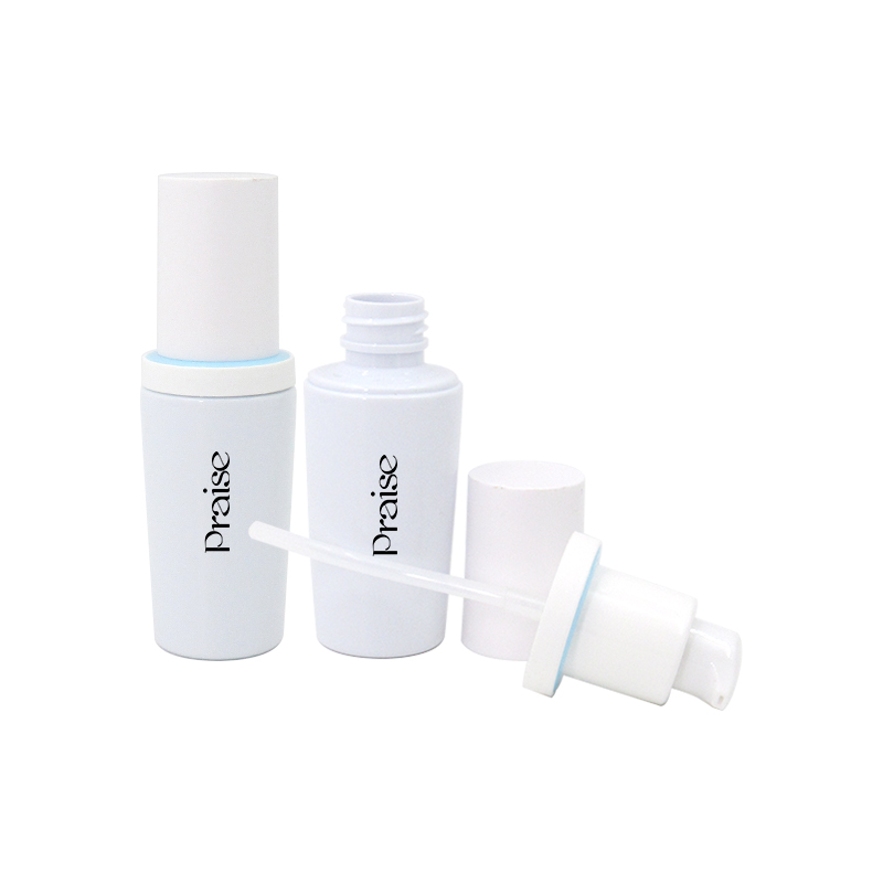 support to take sample smooth white plastic skin care bottle set custom round press type lotion bottle, empty cream jars