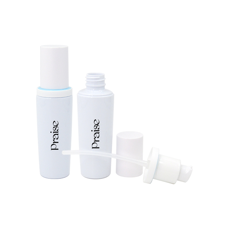 support to take sample smooth white plastic skin care bottle set custom round press type lotion bottle, empty cream jars