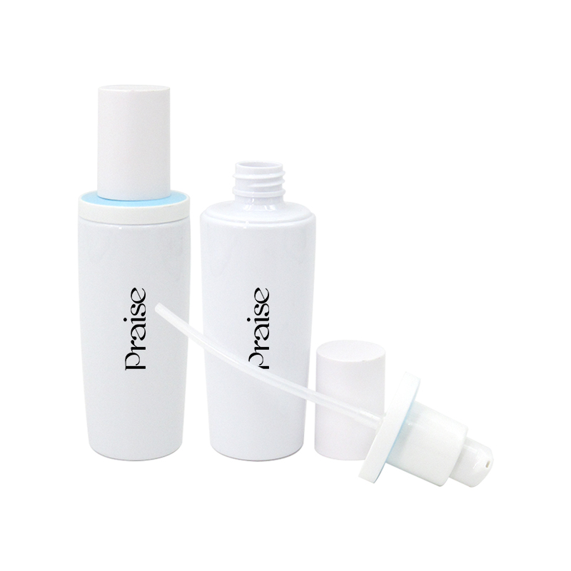 support to take sample smooth white plastic skin care bottle set custom round press type lotion bottle, empty cream jars