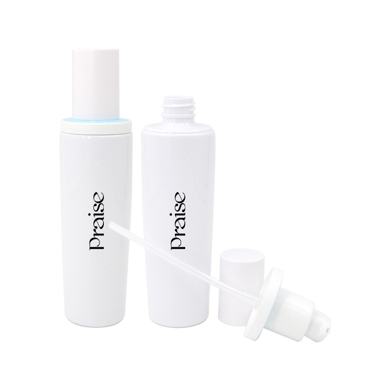 support to take sample smooth white plastic skin care bottle set custom round press type lotion bottle, empty cream jars