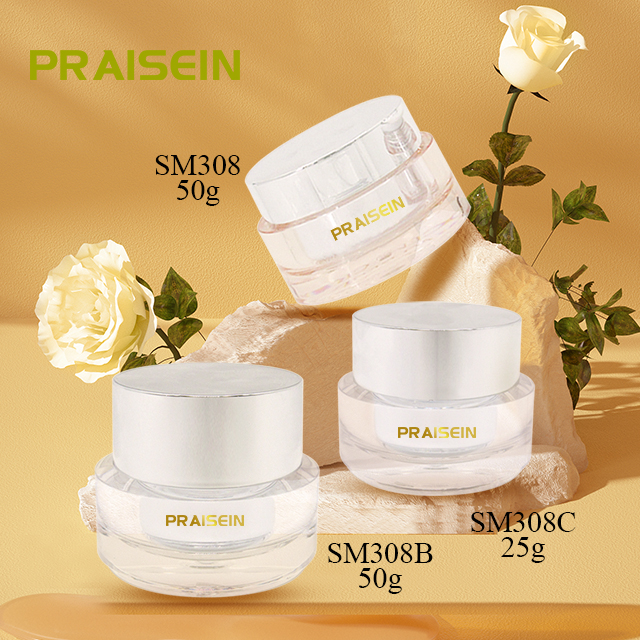 Custom acrylic cream jar 20g/50g round plastic face cream empty container skin care packaging for sale