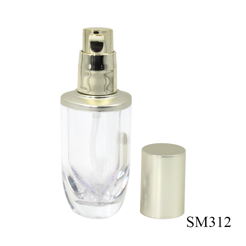 Acrylic skin care lotion bottle packaging manufacturers custom triangle empty transparent essence container with plastic pump