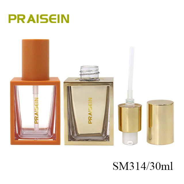 30ml custom color square vacuum lotion bottle with pump, empty gold lotion plastic bottle skin care packaging