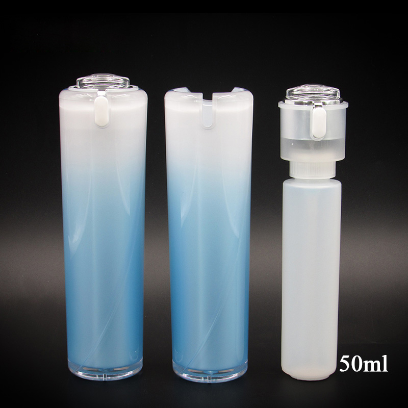 Wholesale skin care packaging 30ml 50ml 100ml round empty lotion bottle, progressive color plastic lotion pump bottle