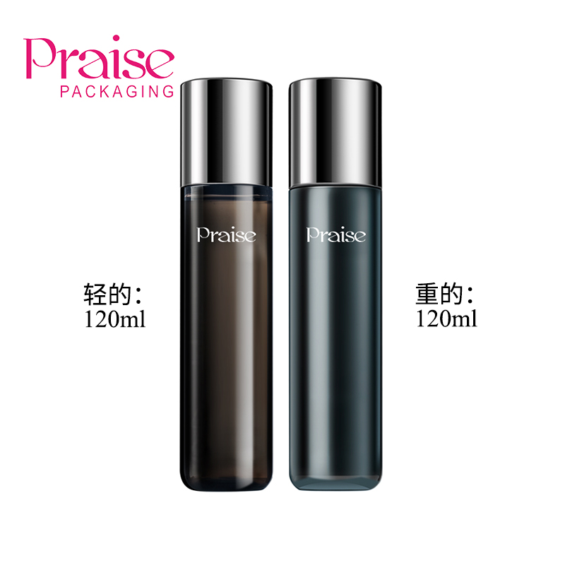 Private label 120ml plastic cosmetic lotion bottle packaging, square brown flat shoulder toner container manufacturer processing