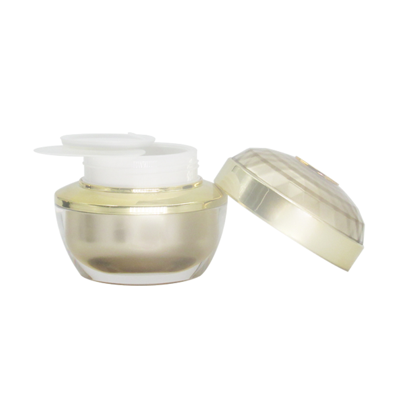 Fashionable and luxurious acrylic cream bottle, 50g gold round skin care face cream jar container packaging custom free samples