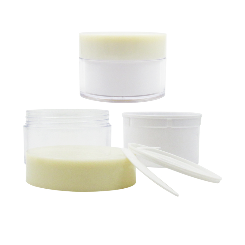 Supply 150ml white empty plastic cosmetic jar, round leakproof plastic cream storage container with diagonal cover