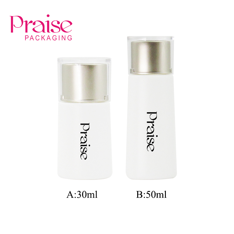 Quality primacy plastic extrusion type cosmetic lotion container, customized 30ml/50ml portable white PP empty sunscreen bottle