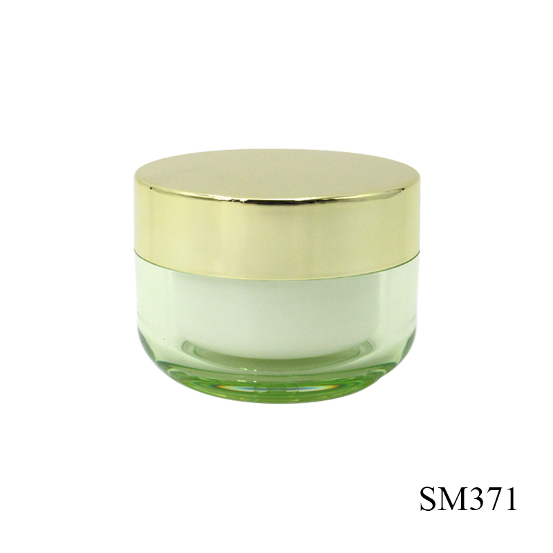 Reusable wide-mouth skin care face cream empty jar, 50g empty acrylic container package with silver spiral lid custom printed