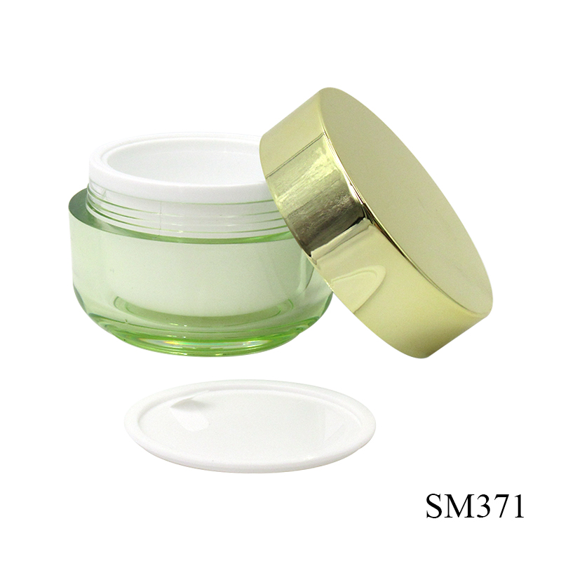 Reusable wide-mouth skin care face cream empty jar, 50g empty acrylic container package with silver spiral lid custom printed