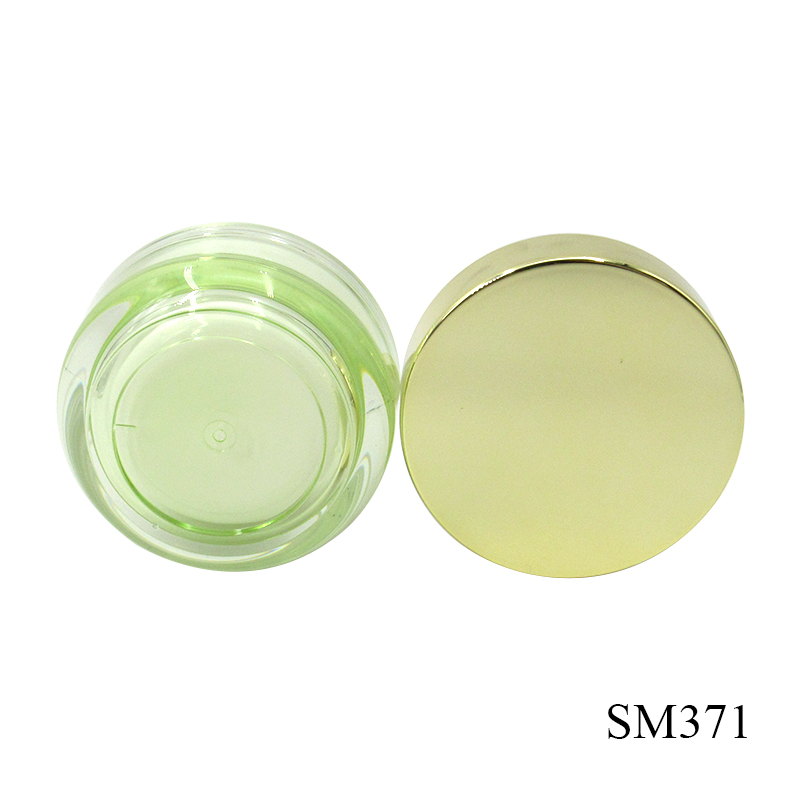 Reusable wide-mouth skin care face cream empty jar, 50g empty acrylic container package with silver spiral lid custom printed