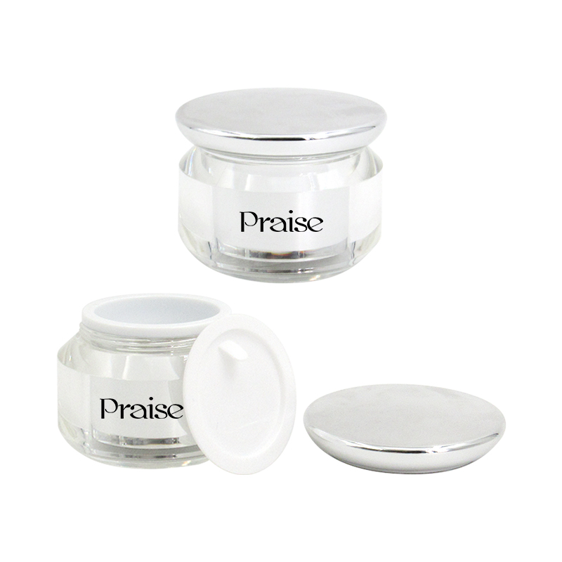 Private label custom 20g/30g/50g acrylic eye cream jar, round plastic wall cream jar with screw lid, empty cosmetic container