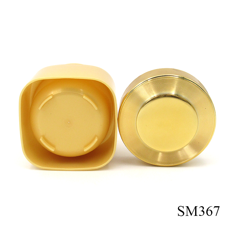 Refillable wide mouth Cosmetic cream jar 180g square plastic face cream container with gold lid wholesale packaging