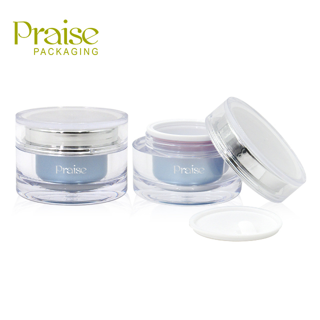 Professional custom round thick wall acrylic cream jar 50g empty plastic skin care packaging container for sale