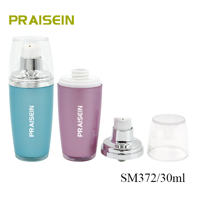 Acrylic lotion bottles 30ml empty round skin care lotion bottle with pump wholesale plastic packaging container