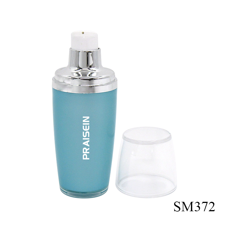 Acrylic lotion bottles 30ml empty round skin care lotion bottle with pump wholesale plastic packaging container