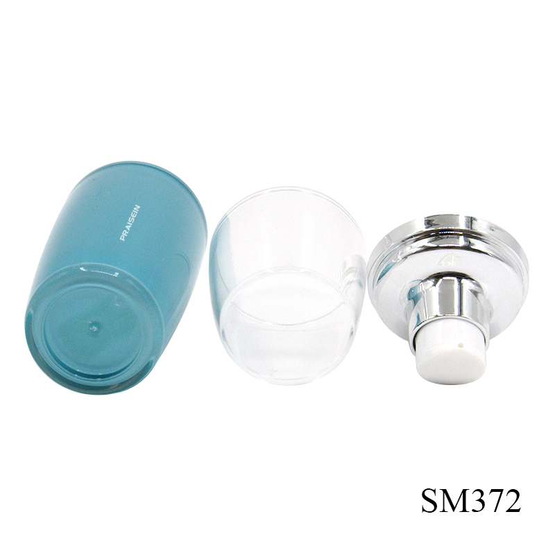 Acrylic lotion bottles 30ml empty round skin care lotion bottle with pump wholesale plastic packaging container